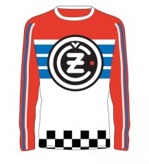 Dres ČZ LOGO Race bílo/červeno/modrý 19105