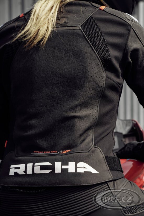 Motorcycle leather lady jacket RICHA STRADALE EVO black/white leather