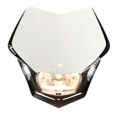 Maska na moto RTECH V-FACE LED černo/bílá