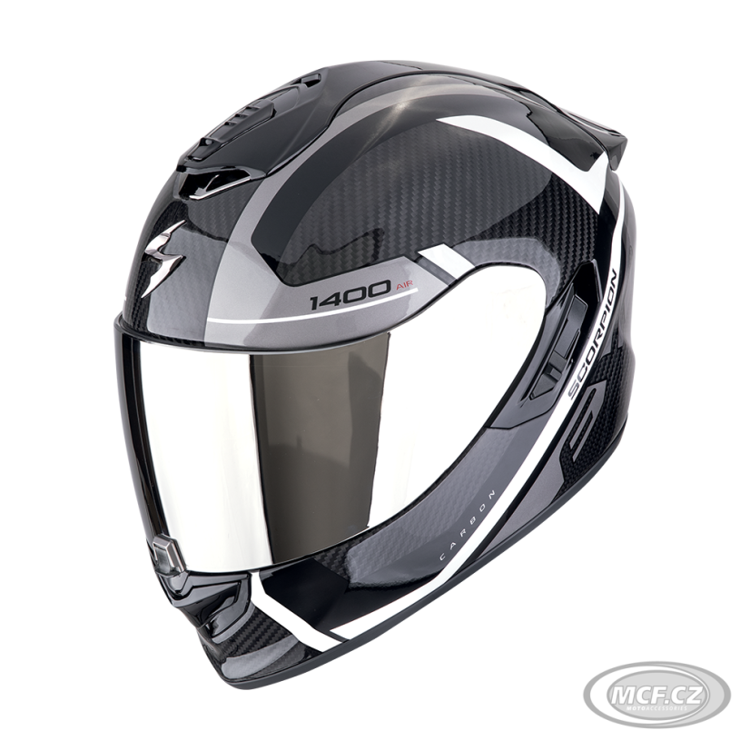 Moto přilba SCORPION EXO-1400 EVO II CARBON AIR ENKO černo/stříbrno/bílá