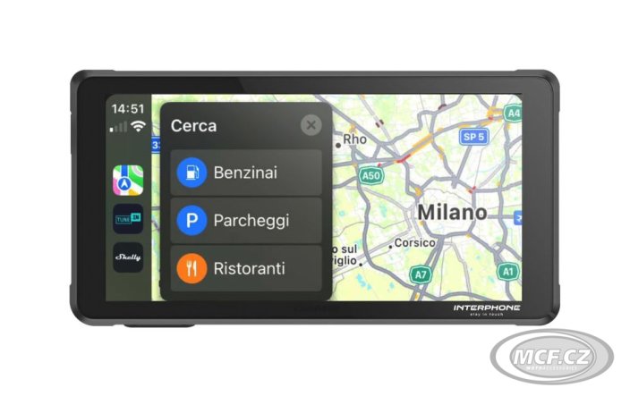 Interphone displej RIDESYNC - Apple CarPlay a Android Auto pro motocykly