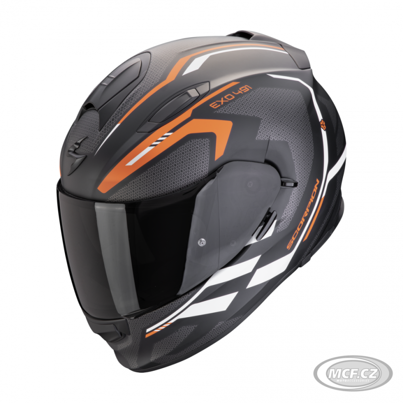 Motorcycle helmet SCORPION EXO-491 KRIPTA matt black/orange/white