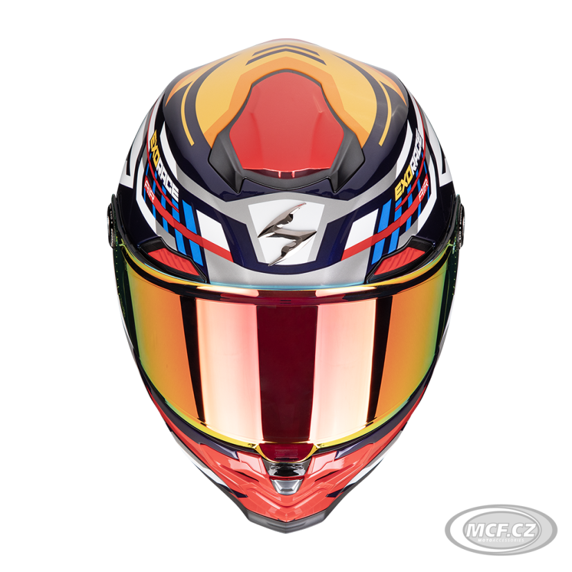 Moto přilba SCORPION EXO-RACE AIR KOBRA FIM2 modro/žluto/červená