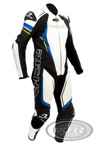 Moto kombinéza RICHA FRANCORCHAMPS jednodílná modrá/fluo žlutá