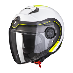 Moto přilba SCORPION EXO-CITY ROLL perleťová bílo/fluo žlutá