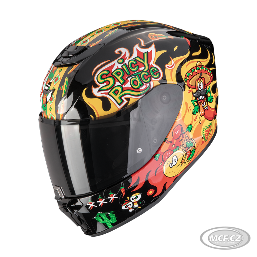Dětská moto přilba SCORPION EXO-JNR AIR YUCATAN černo/žluto/červená