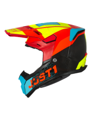 Moto přilba JUST1 J22C ADRENALINE carbon červeno/modro/fluo žlutá
