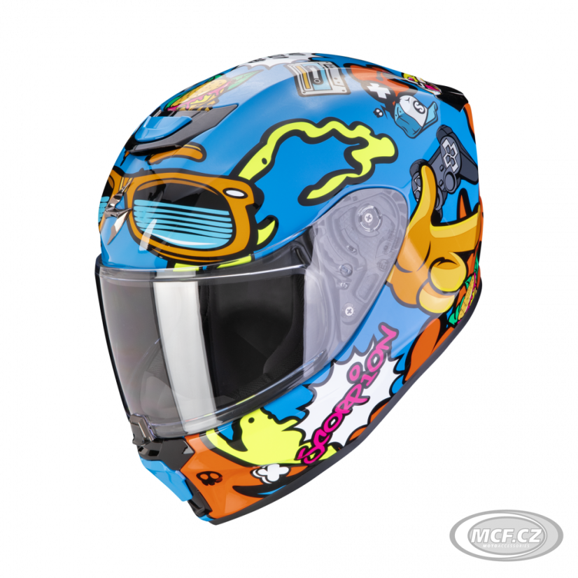 Dětská moto přilba SCORPION EXO-JNR AIR FUN modro/oranžová