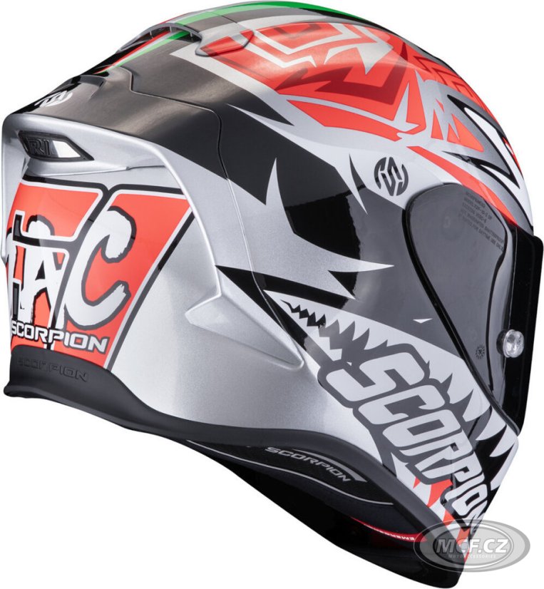 Moto přilba SCORPION EXO-R1 EVO AIR REPLICA ZACCONE stříbrno/černo/červená