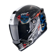 Motorcycle helmet SCORPION COVERT FX SKULLZ black/grey/red