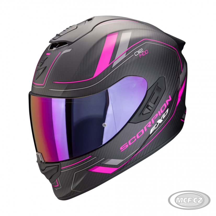 Moto přilba SCORPION EXO-1400 EVO II CARBON AIR MIRAGE matná černo/růžová