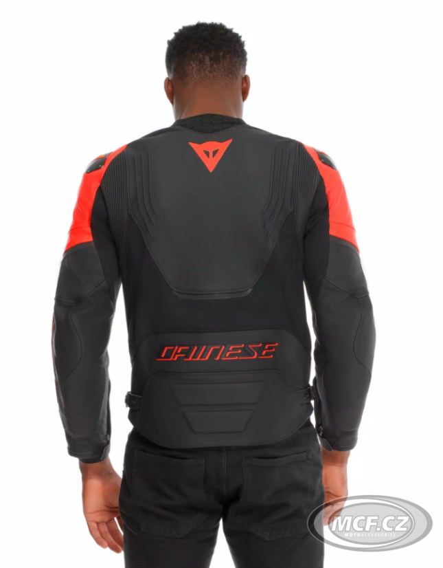 Moto bunda kožená DAINESE RACING 5 černo/fluo červená
