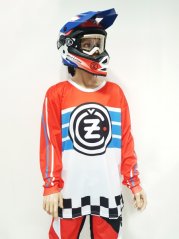 Dres ČZ LOGO Race bílo/červeno/modrý 19105