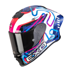 Moto přilba SCORPION EXO-R1 EVO II AIR CORNERING bílo/modro/růžová