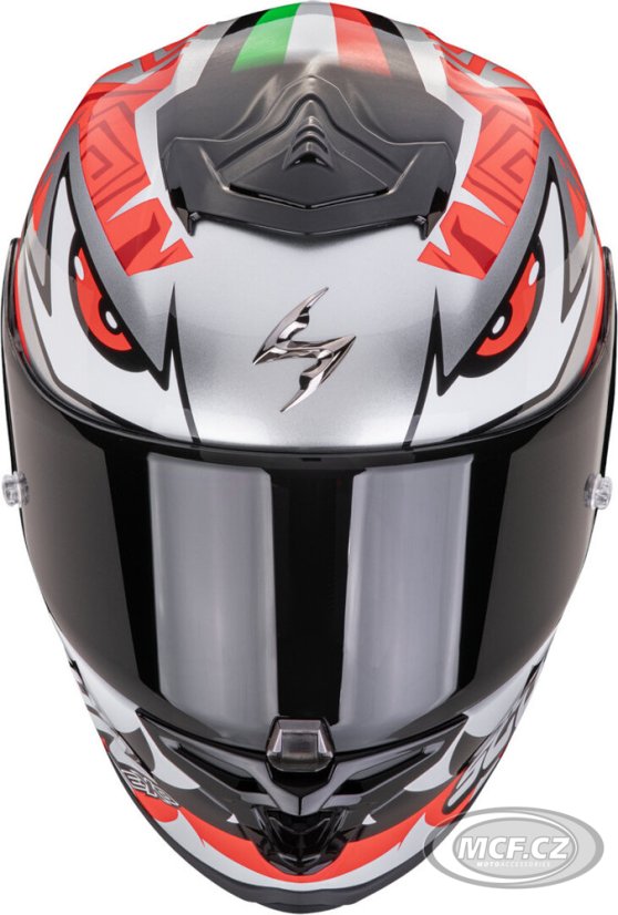 Moto přilba SCORPION EXO-R1 EVO AIR REPLICA ZACCONE stříbrno/černo/červená