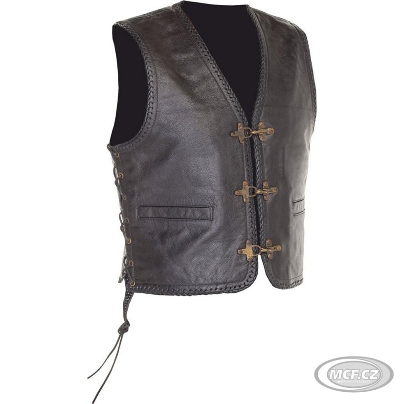 Kožená vesta RICHA SADIC s třásněmi černá