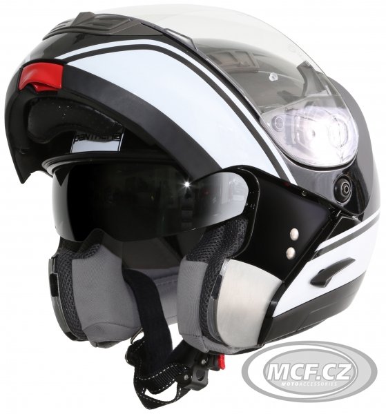 Moto přilba PANTHERA MS1 SHELBY černo/bílá