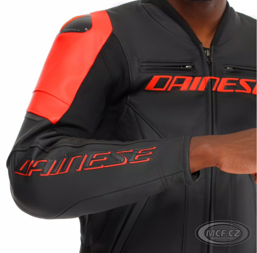 Moto bunda kožená DAINESE RACING 5 černo/fluo červená