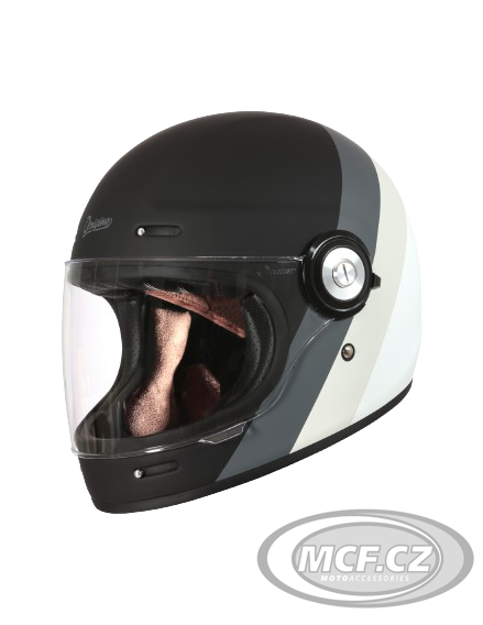 Retro helma na moto ORIGINE VEGA PRIMITIVE matná šedo/bílo/černá