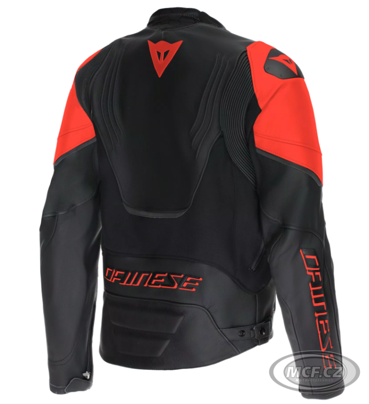 Moto bunda kožená DAINESE RACING 5 černo/fluo červená