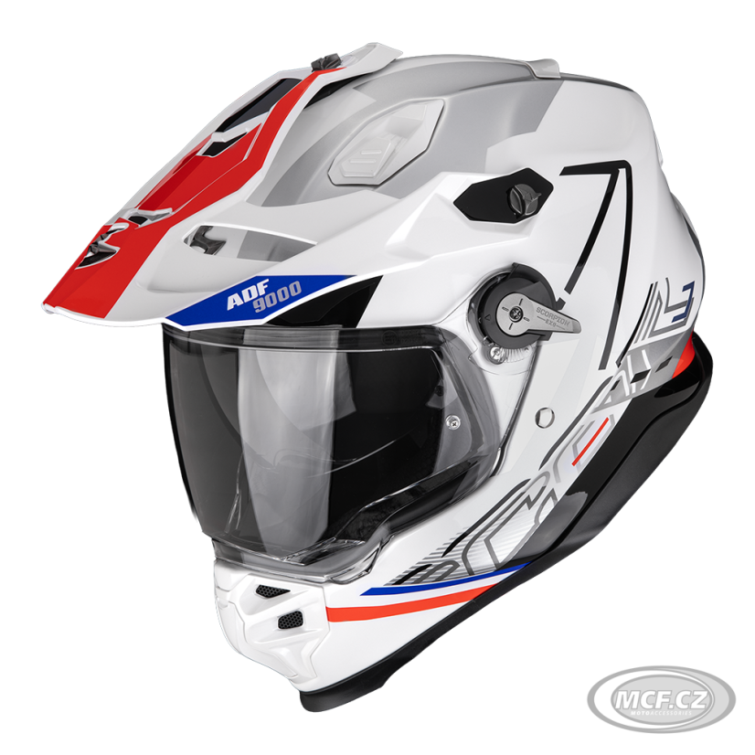 Moto přilba SCORPION ADF-9000 AIR SUMMIT bílo/červeno/stříbrná
