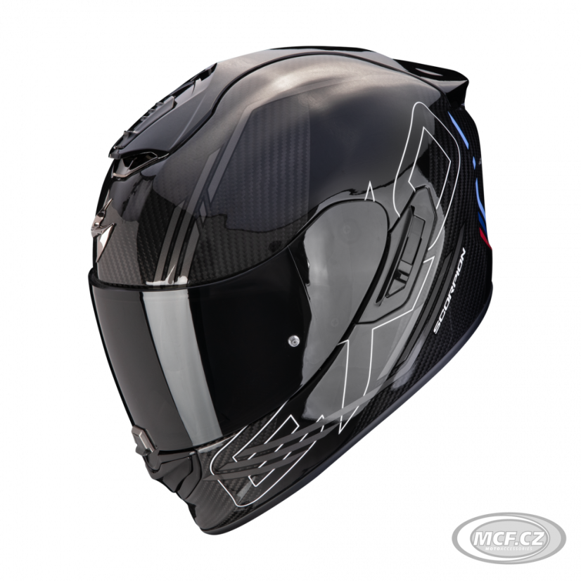 Moto přilba SCORPION EXO-1400 EVO II CARBON AIR REIKA černo/stříbrno/modrá