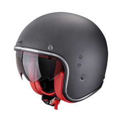Motorcycle helmet SCORPION BELFAST EVO CARBON matte black/red