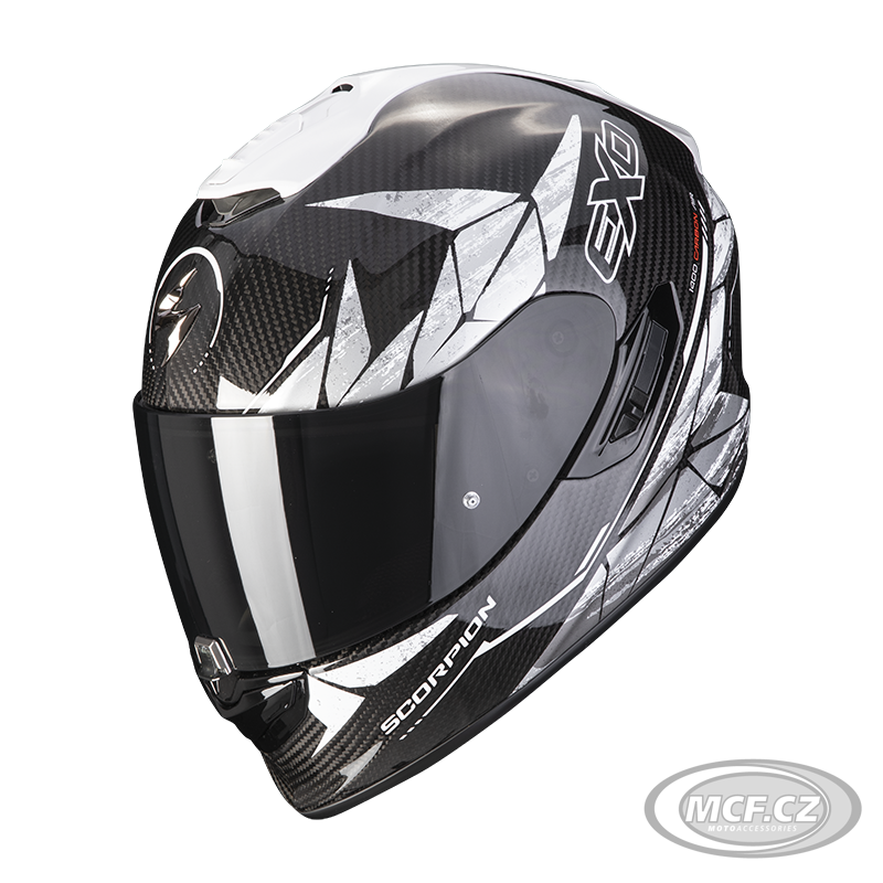 Moto přilba SCORPION EXO-1400 EVO CARBON AIR ARANEA černo/bílá