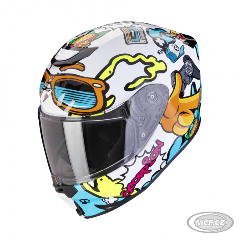 Dětská moto přilba SCORPION EXO-JNR AIR FUN bílo/modrá