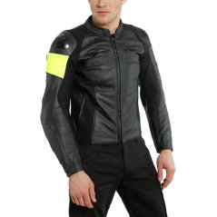 Moto bunda DAINESE VR46 POLE POSITION kožená černo/žlutá
