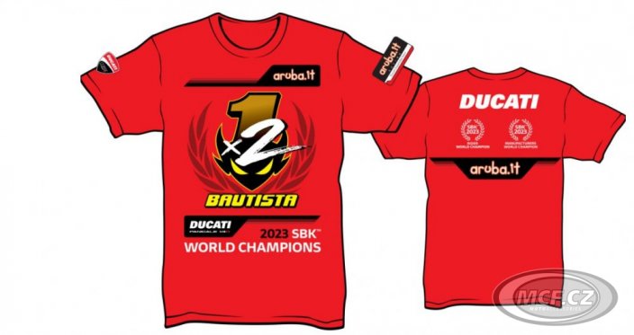 Triko DUCATI Alvaro Bautista #19 2023 WSBK Champion červené 98771213