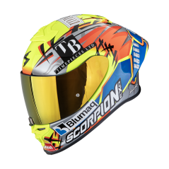 Moto přilba SCORPION EXO-R1 EVO II AIR ARON MISANO stříbrno/fluo žluto/modrá