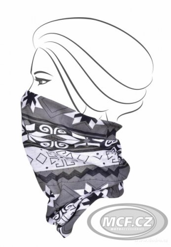 Multifunkční šátek DEDRA černo/bílo/šedý