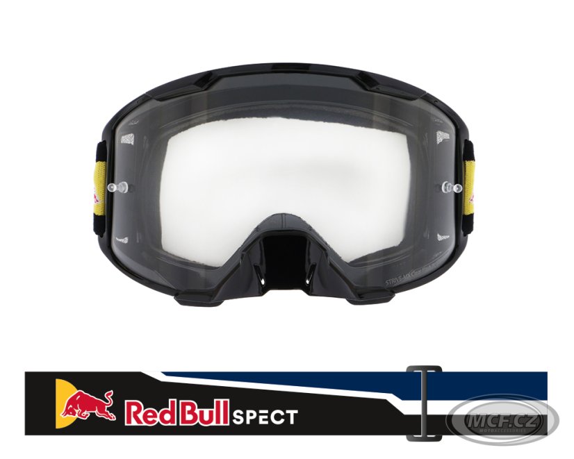 Motokrosové brýle RED BULL SPECT STRIVE S 012 černé s čirým sklem