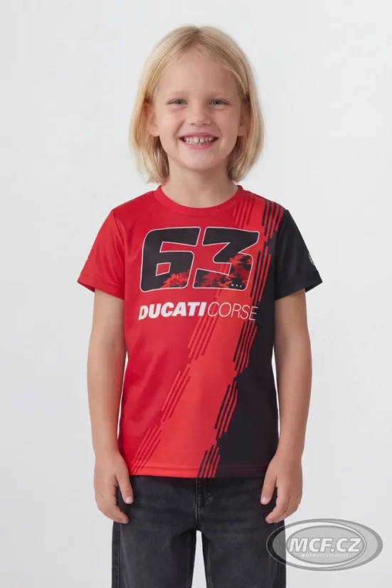 Dětské triko BAGNAIA 63 Ducati Corse červené 568207