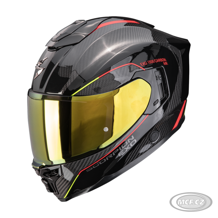Moto přilba SCORPION EXO-1500 CARBON AIR MUNDI černo/červeno/fluo žlutá