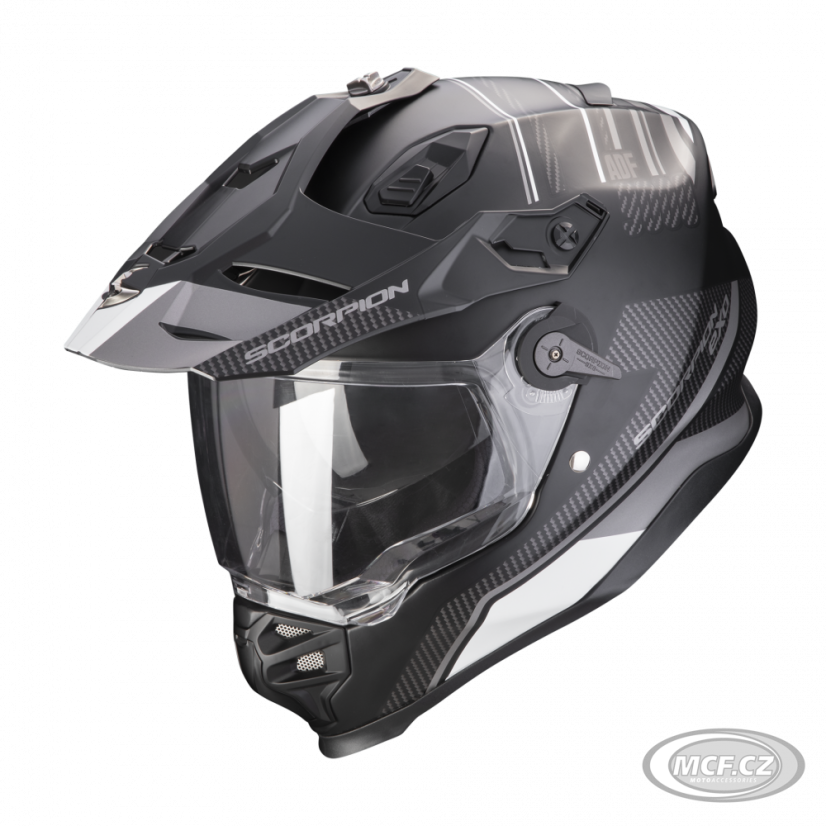 Moto přilba SCORPION ADF-9000 AIR DESERT matná černo/stříbrná