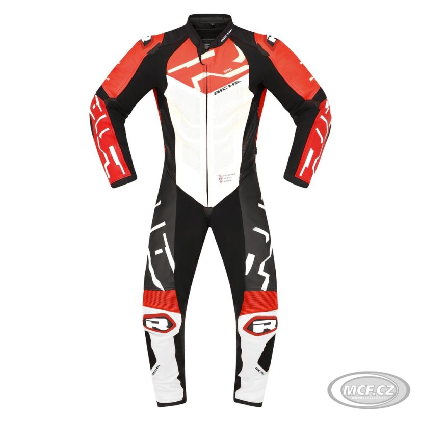 Moto kombinéza RICHA STRADALE GP jednodílná bílo/fluo červená
