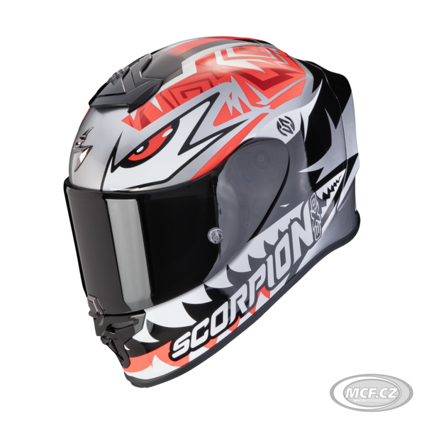 Moto přilba SCORPION EXO-R1 EVO AIR REPLICA ZACCONE stříbrno/černo/červená