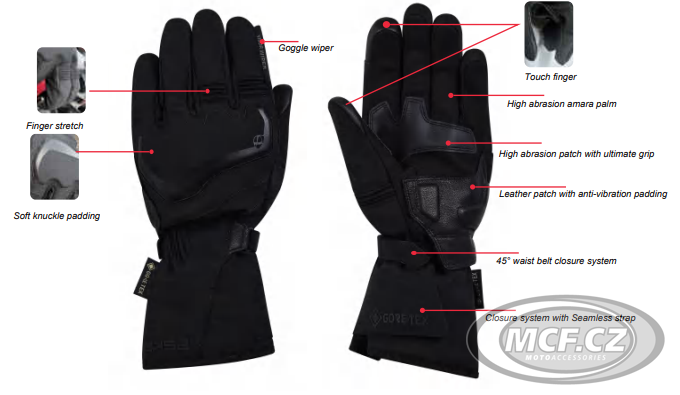 Motorcycle gloves ESKA RIDER WINTER LONG GTX black 1317