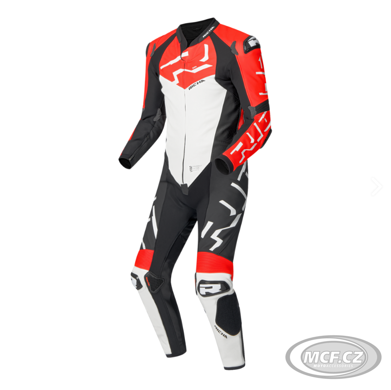 Moto kombinéza RICHA STRADALE GP jednodílná bílo/fluo červená