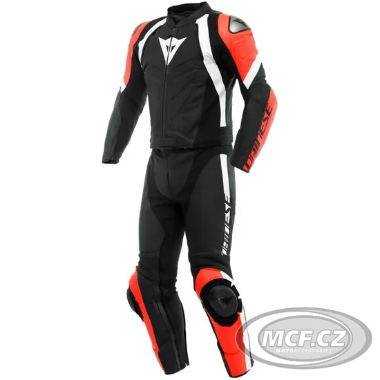 Moto kombinéza DAINESE AVRO 4 matná černo/červeno/bílá dvoudílná