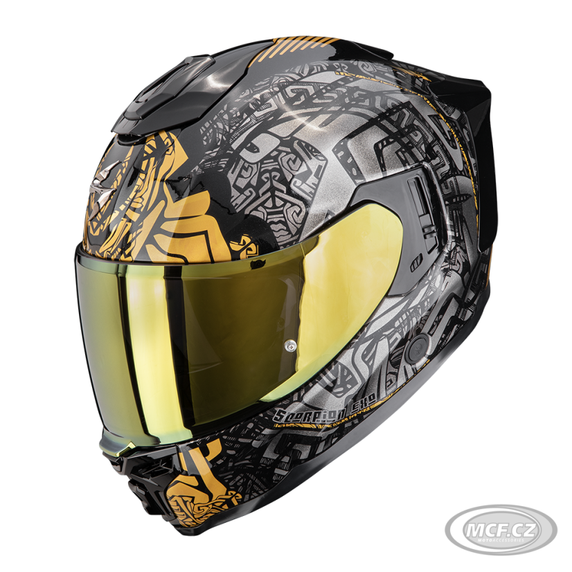 Moto přilba SCORPION EXO-1500 AIR APUS černo/šedo/zlatá