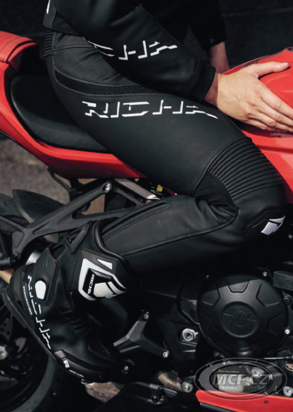 Moto kalhoty RICHA STRADALE černo/bílé kožené