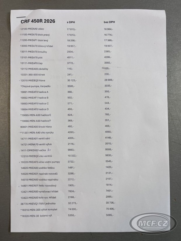 Originální náhradní díly Honda Redmoto CRF 450R 23-26