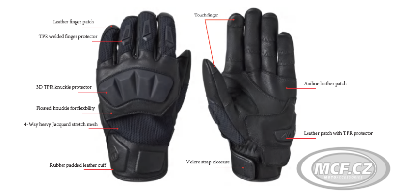 Moto rukavice MCP ERGO GRIP SUMMER černé 1333