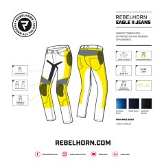Moto kalhoty REBELHORN EAGLE II jeans tmavě modré