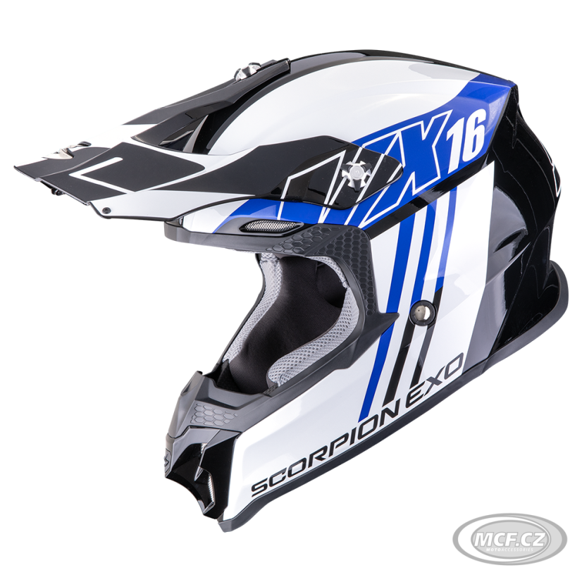 Moto přilba SCORPION VX-16 EVO AIR LIGNES černo/modrá