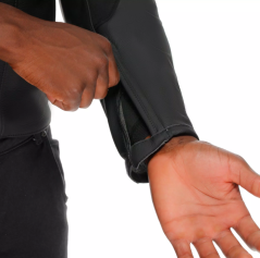 Motorcycle leather jacket DAINESE RACING 5 black/black/fluo red