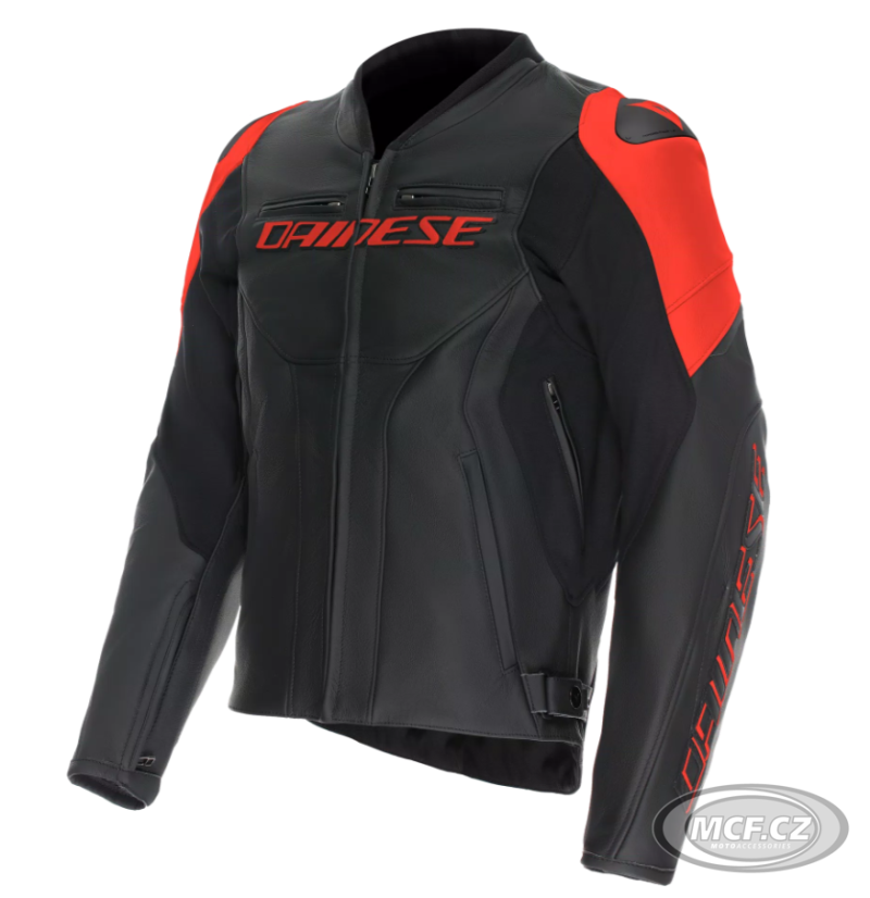 Moto bunda kožená DAINESE RACING 5 černo/fluo červená